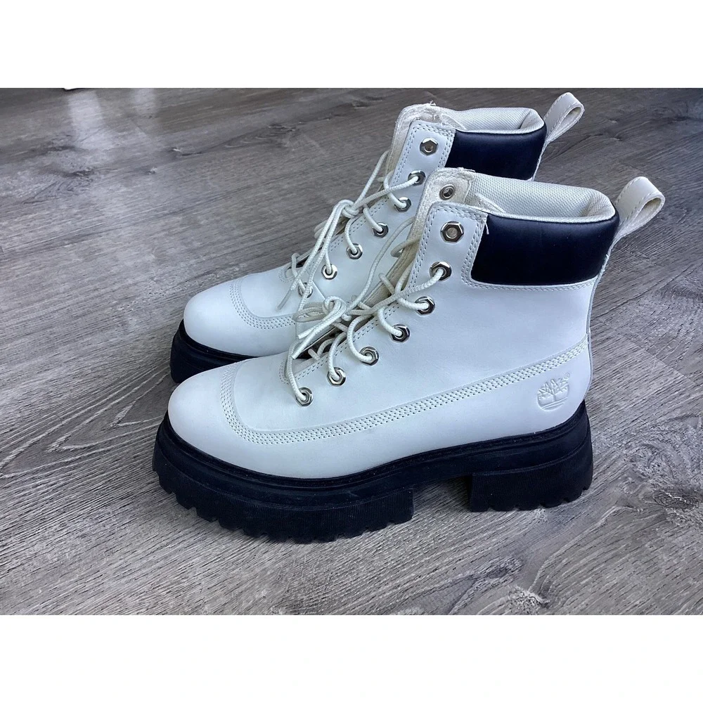 Timberland Womens Size 9 Boots Sky 3 Inch Boot Rebotl White Chunky Ankle A5RSV
